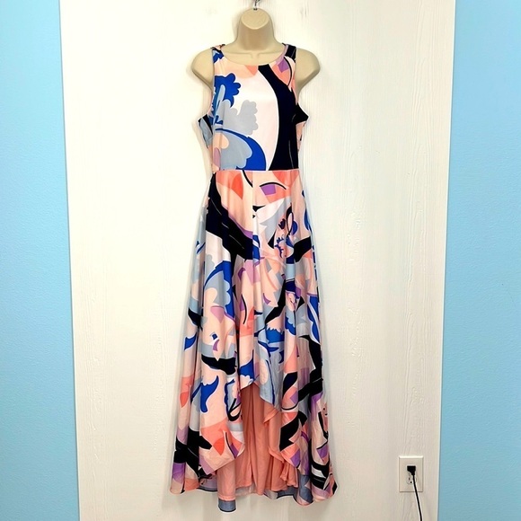 Nicole Miller - Colorful Bright Sleeveless High Low Cutout Back Dress Size 6 - Picture 1 of 13